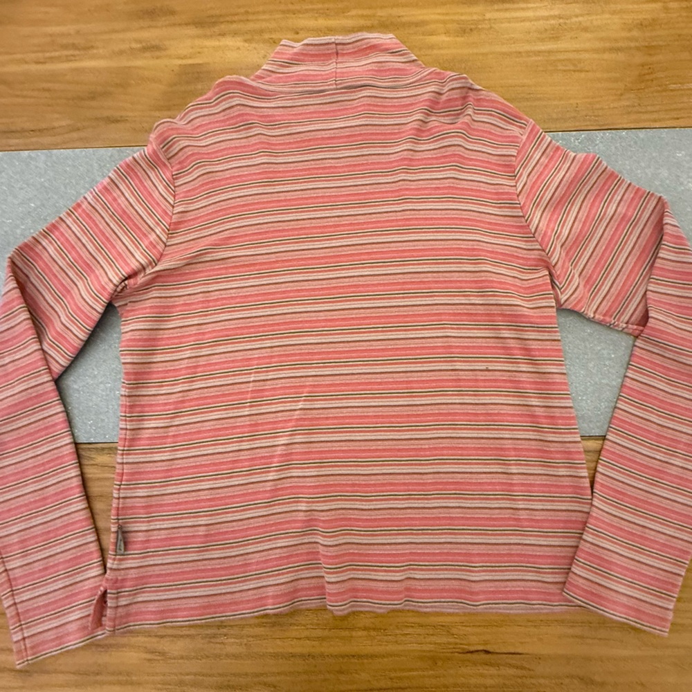 Woolrich Grenadine Striped Mock Neck Long Sleeve Top Size Large - Picture 2 of 9
